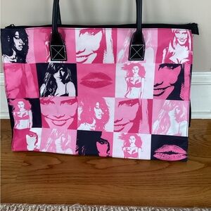Vintage Victoria's Secret Pink and Black Graphic Checkerboard Tote